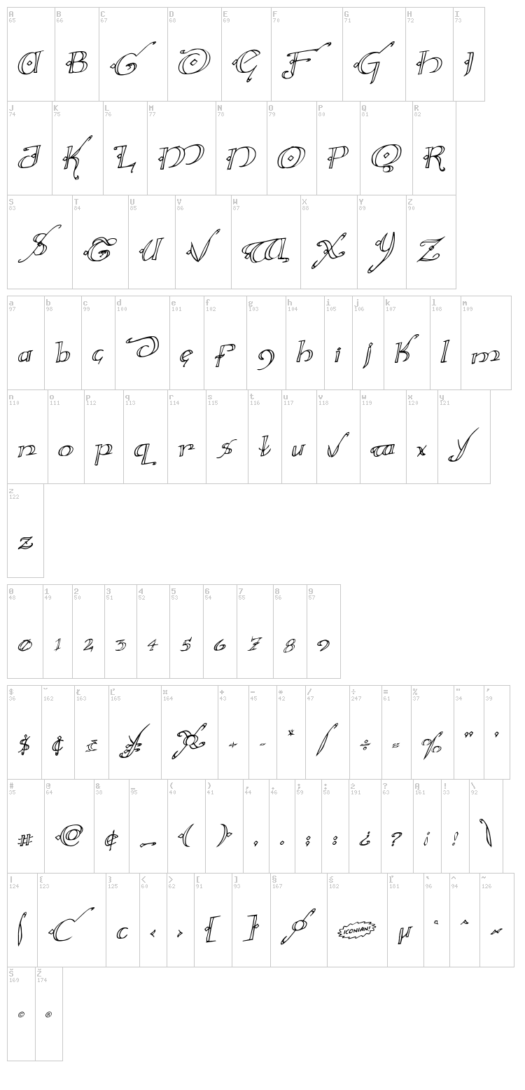 Holly Jingle font map
