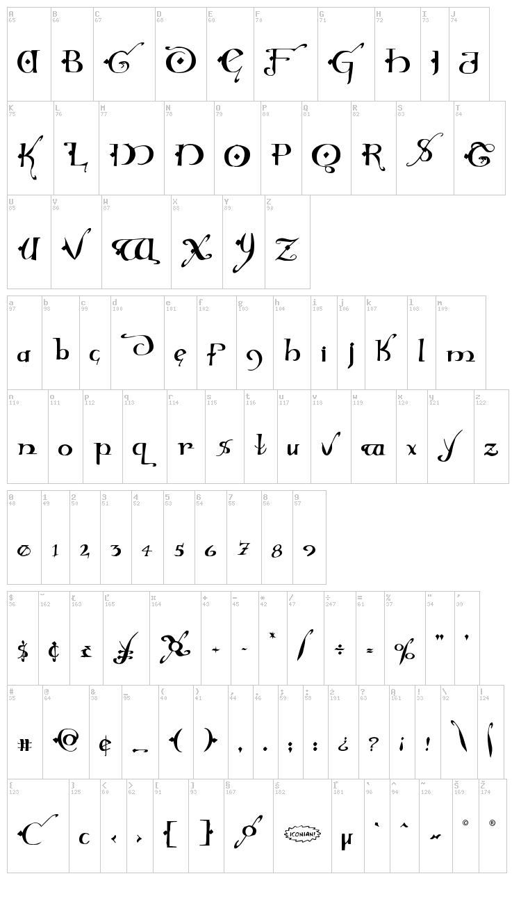 Holly Jingle font map