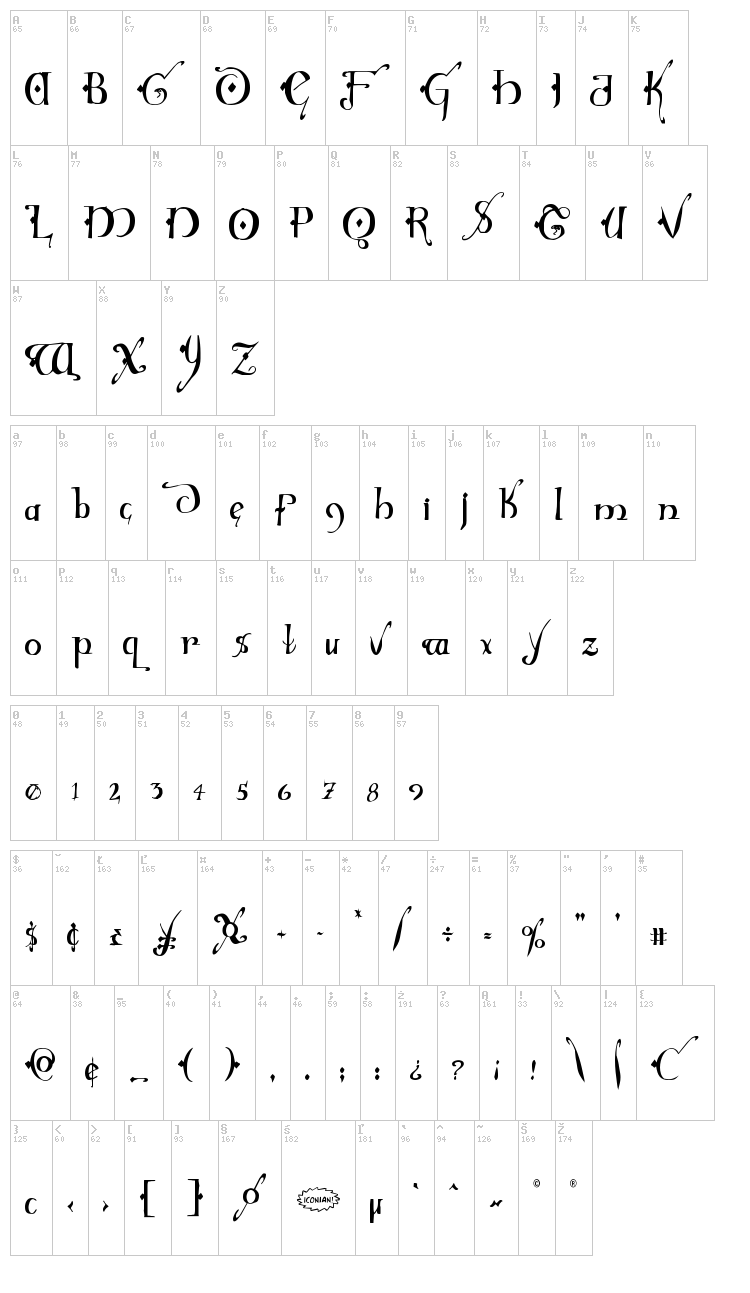 Holly Jingle font map