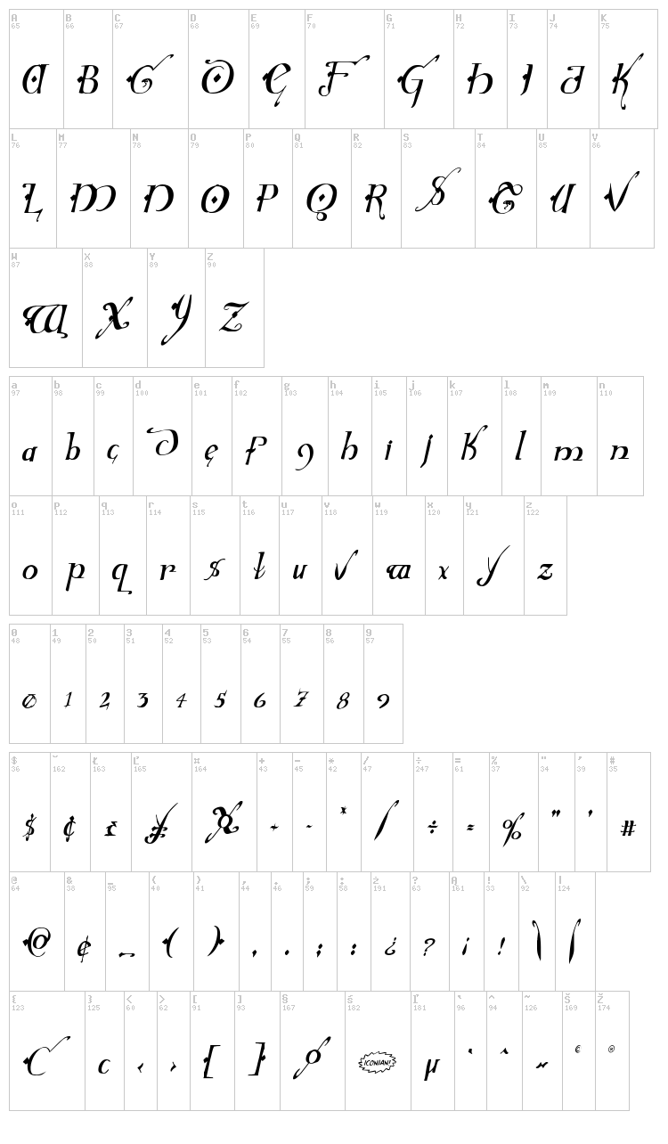 Holly Jingle font map