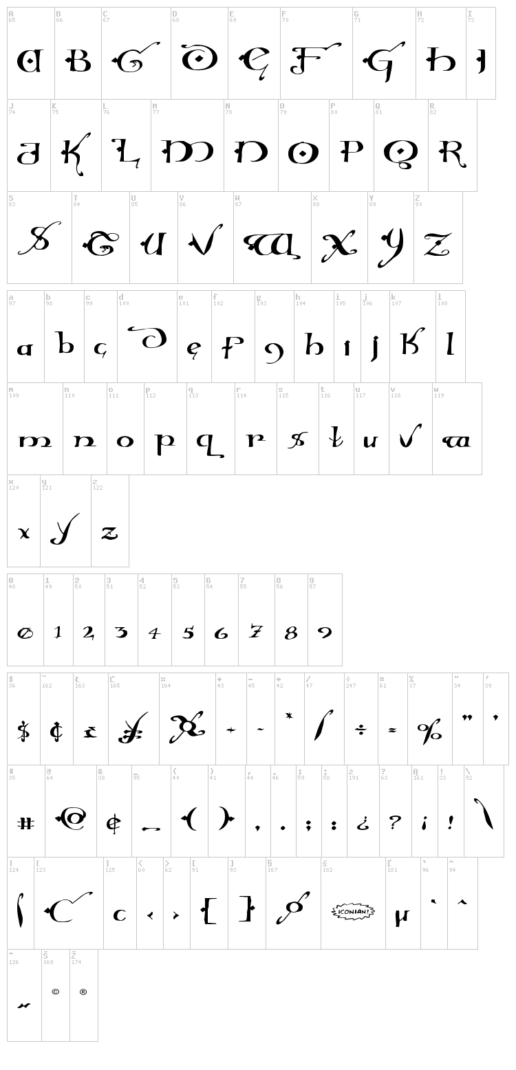 Holly Jingle font map
