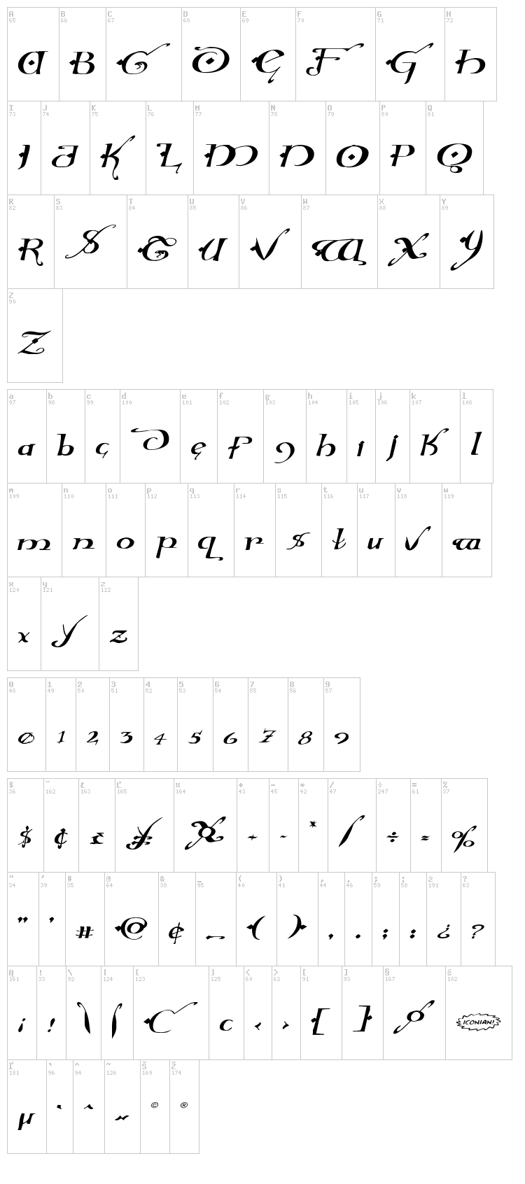 Holly Jingle font map