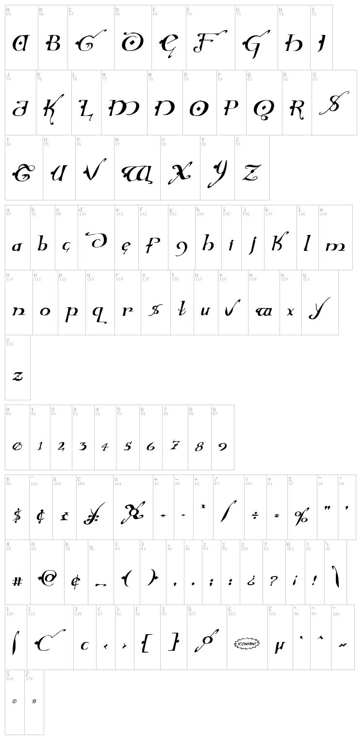 Holly Jingle font map