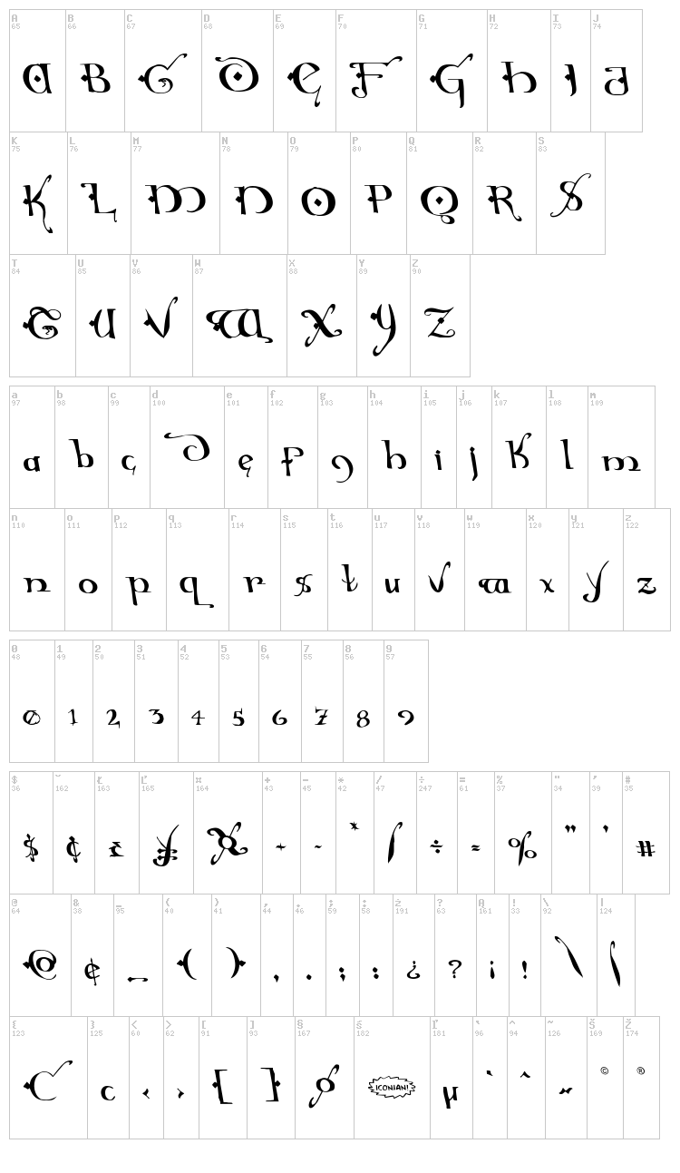 Holly Jingle font map