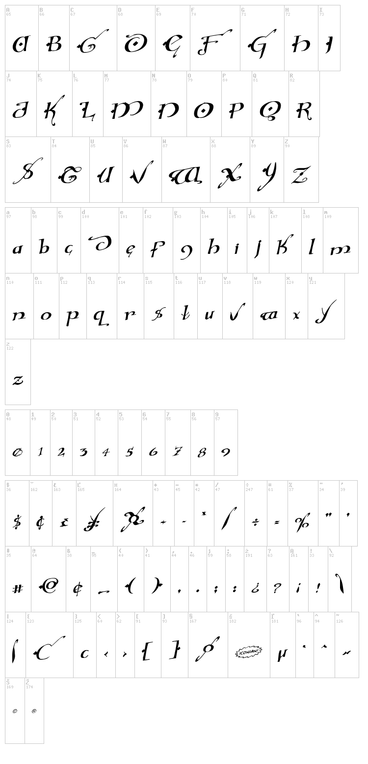 Holly Jingle font map
