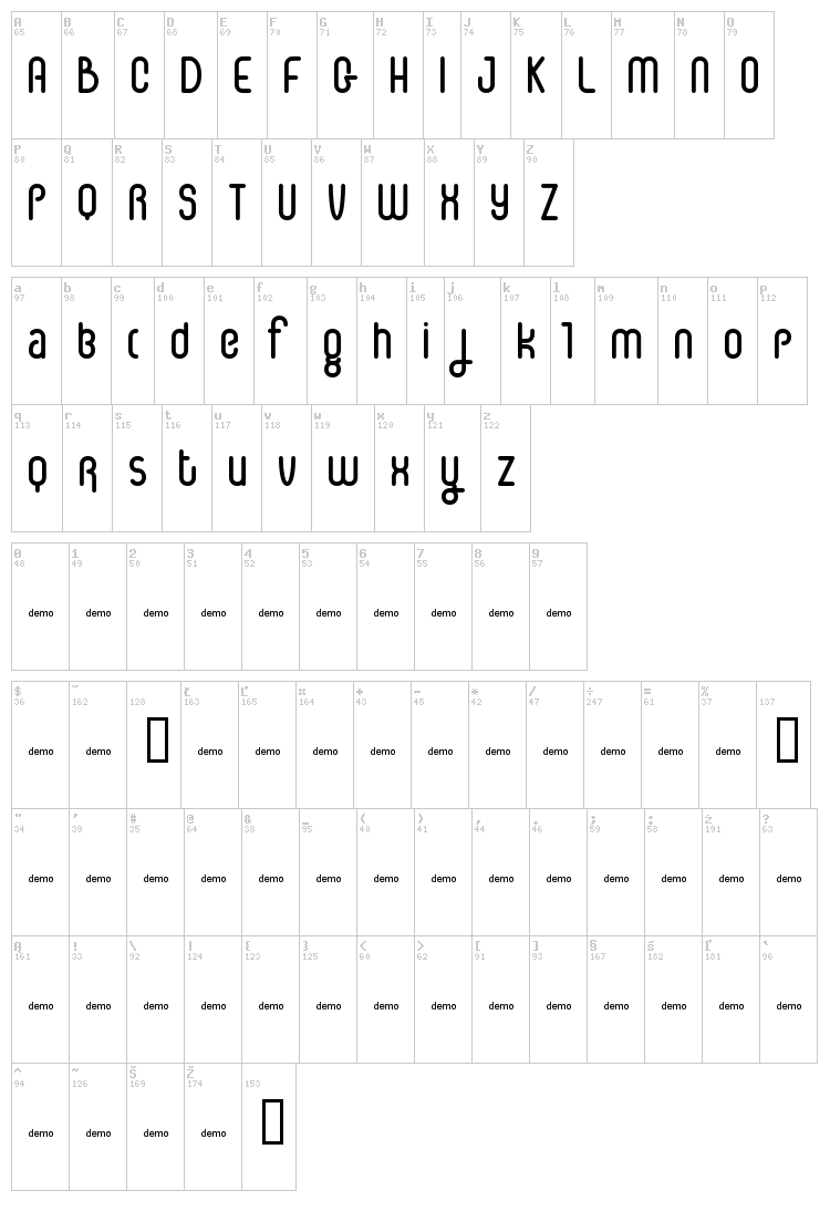 Ice Cream Soda font map
