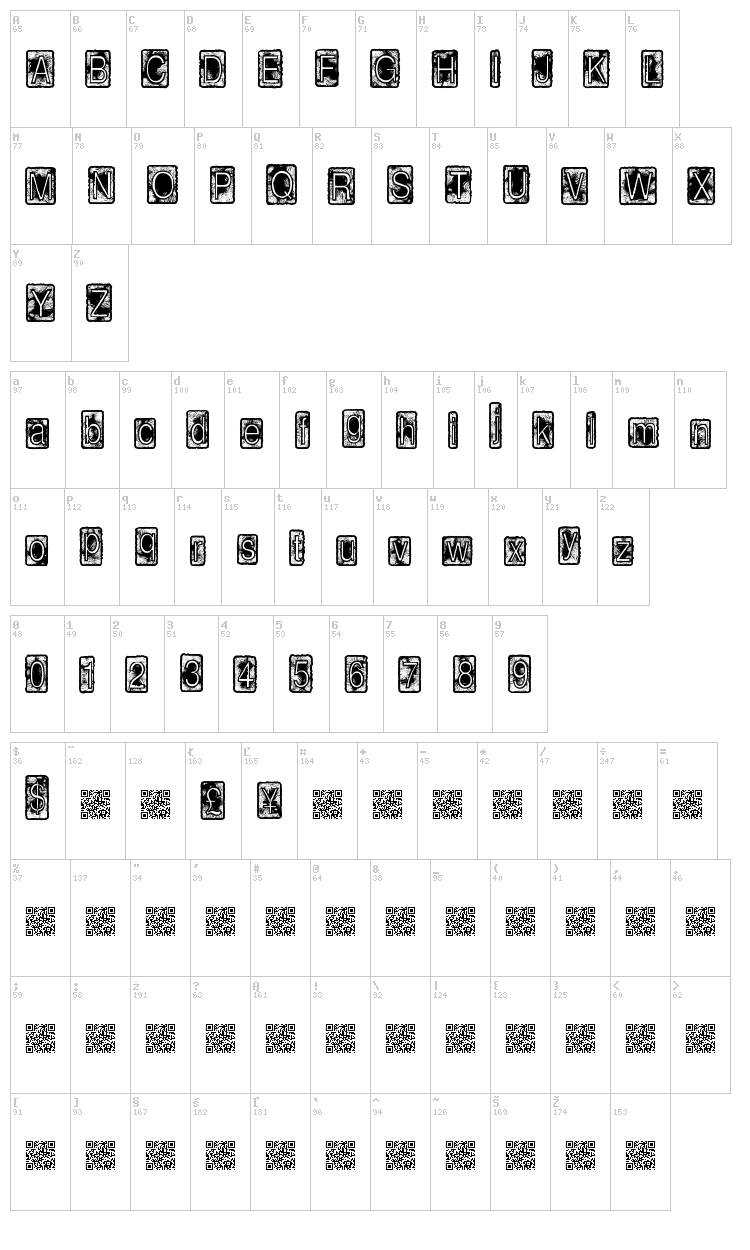 Inside Box font map