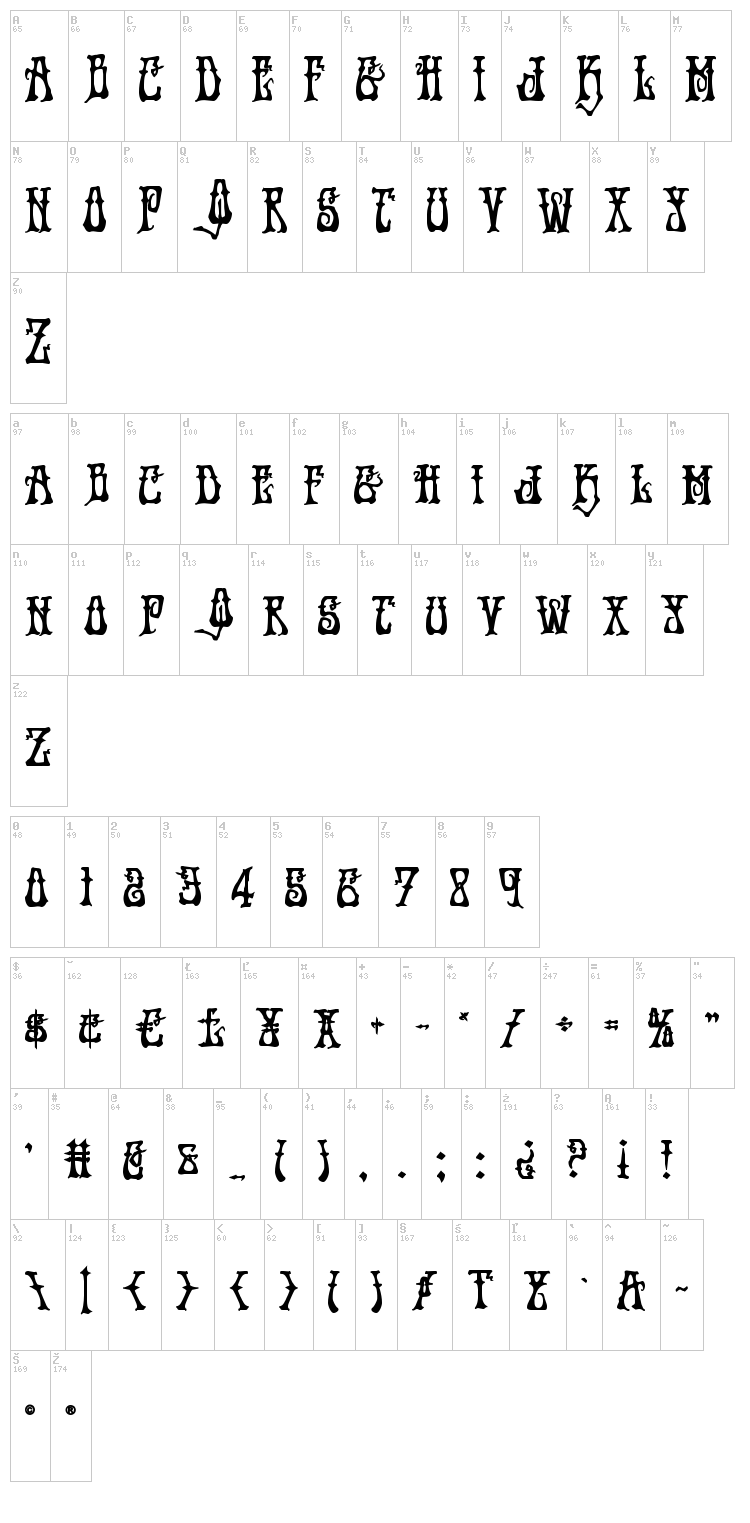 Instand Zen font map