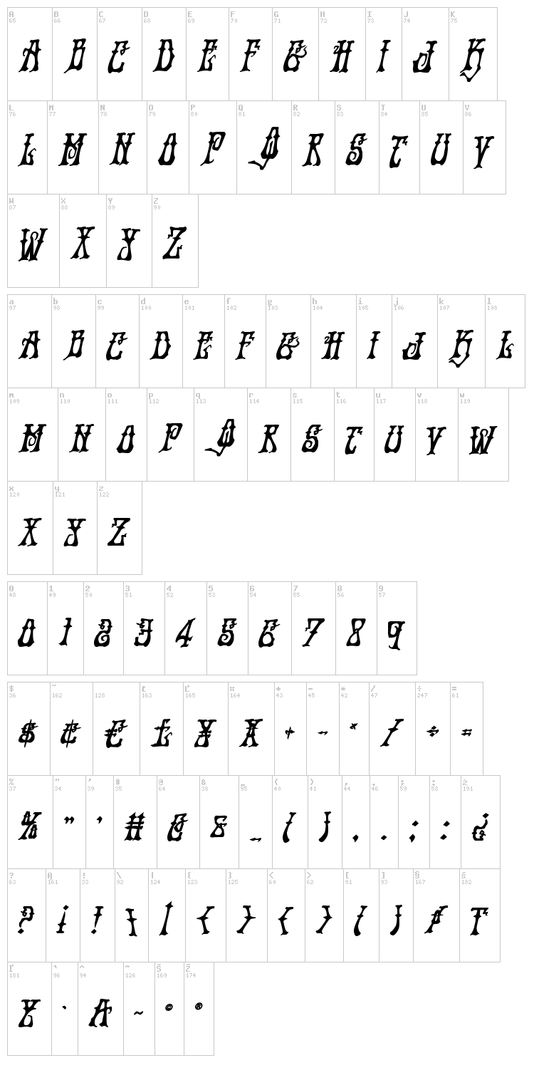 Instand Zen font map