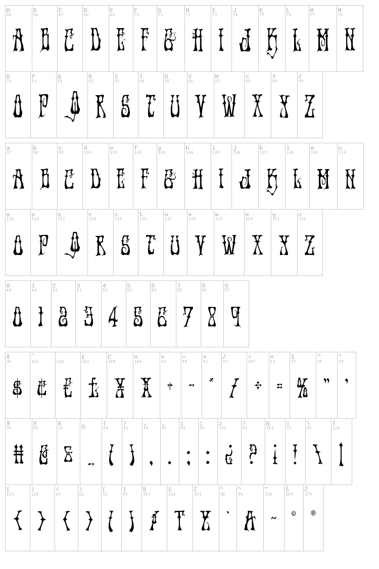 Instand Zen font map