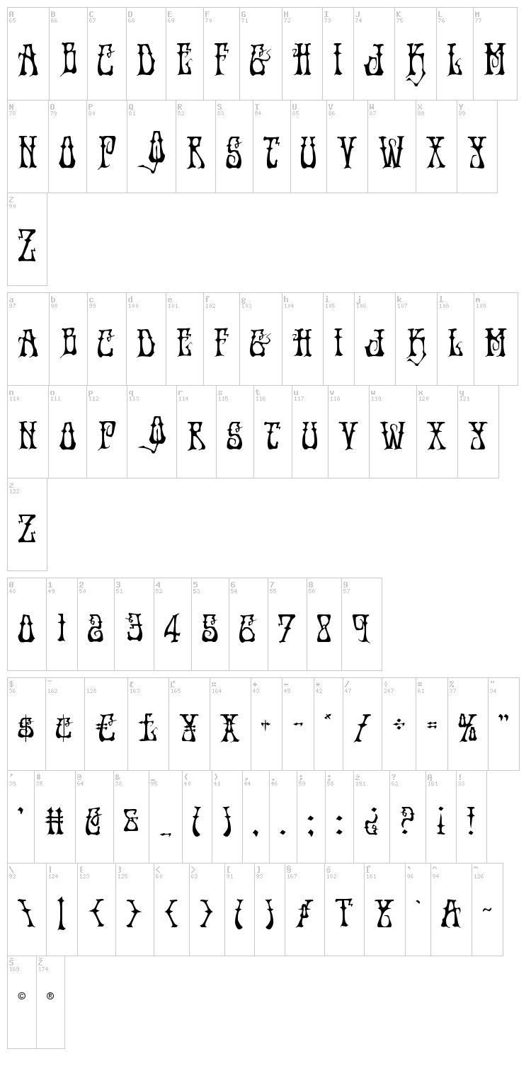 Instand Zen font map