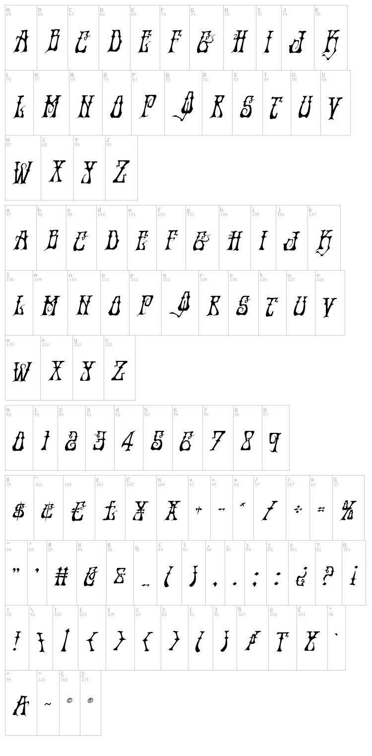 Instand Zen font map
