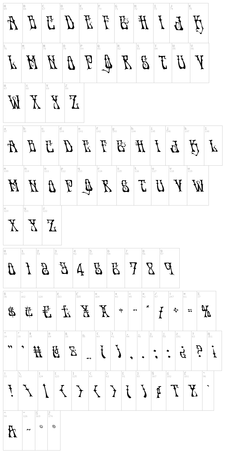 Instand Zen font map