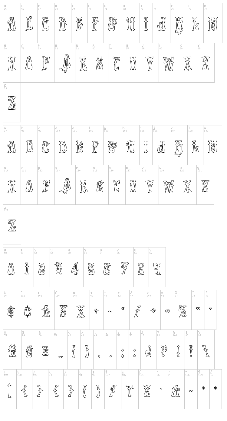 Instand Zen font map