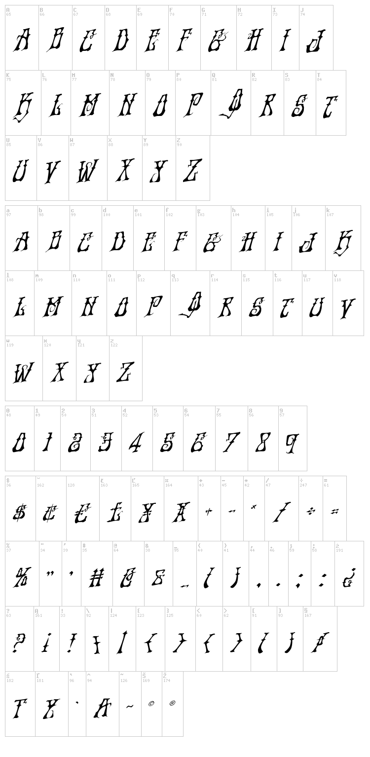 Instand Zen font map