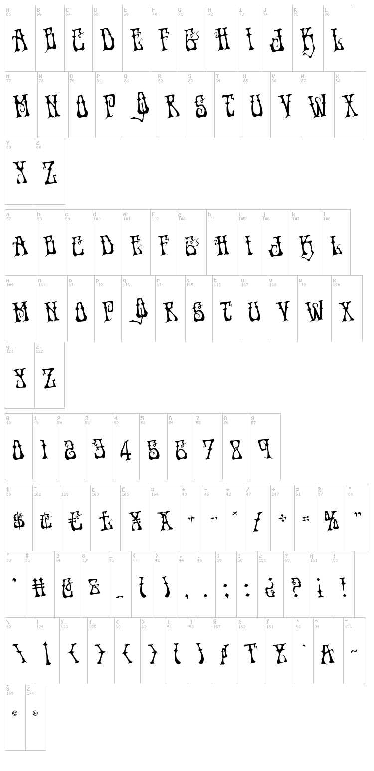 Instand Zen font map