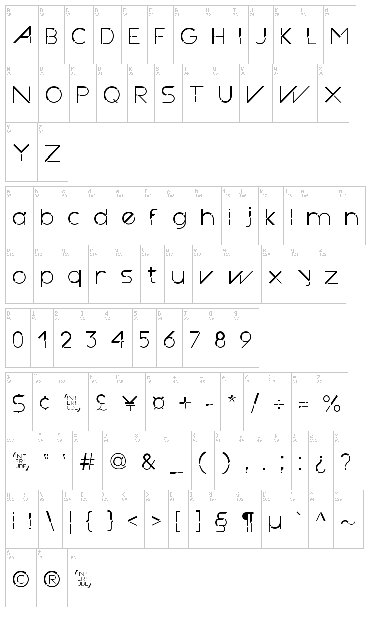 Interlude font map