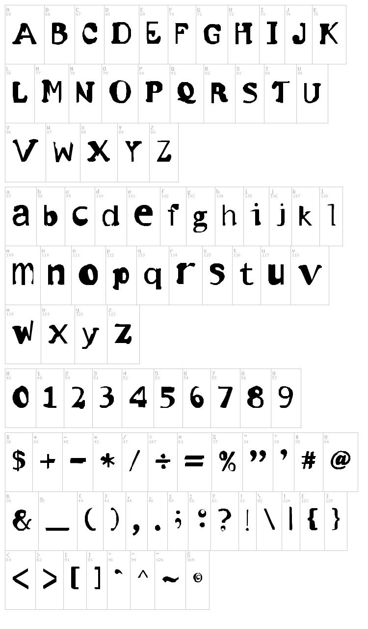 Invader font map