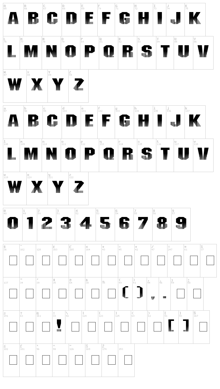 Invisible Killer font map