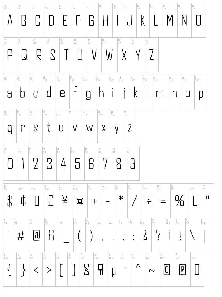 JD Equinox font map