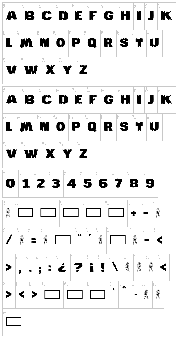 JMH Katan font map
