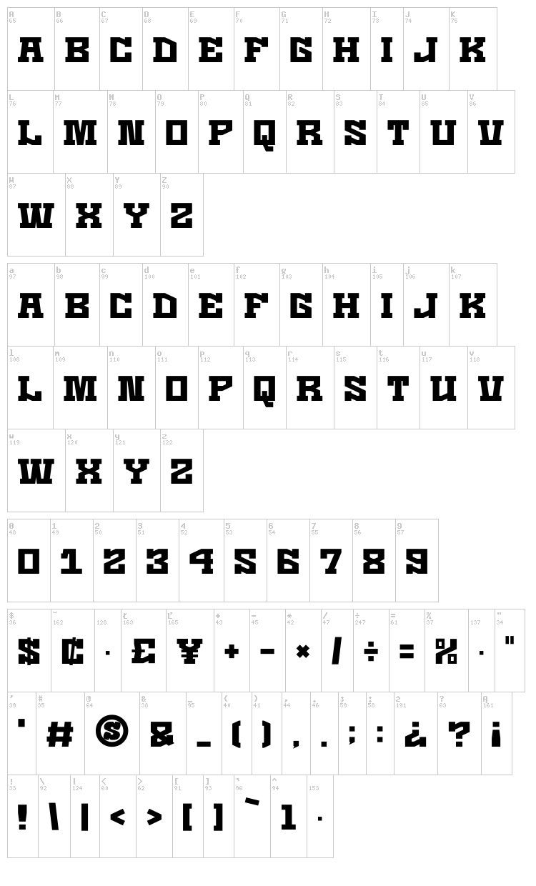 Kaizen Seisaku font map