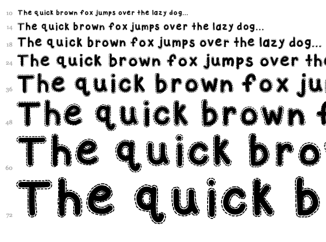KB A Stitch In Time font waterfall