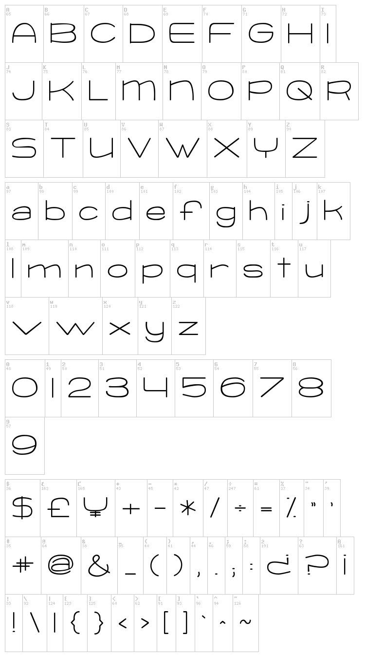 KG Change This Heart font map