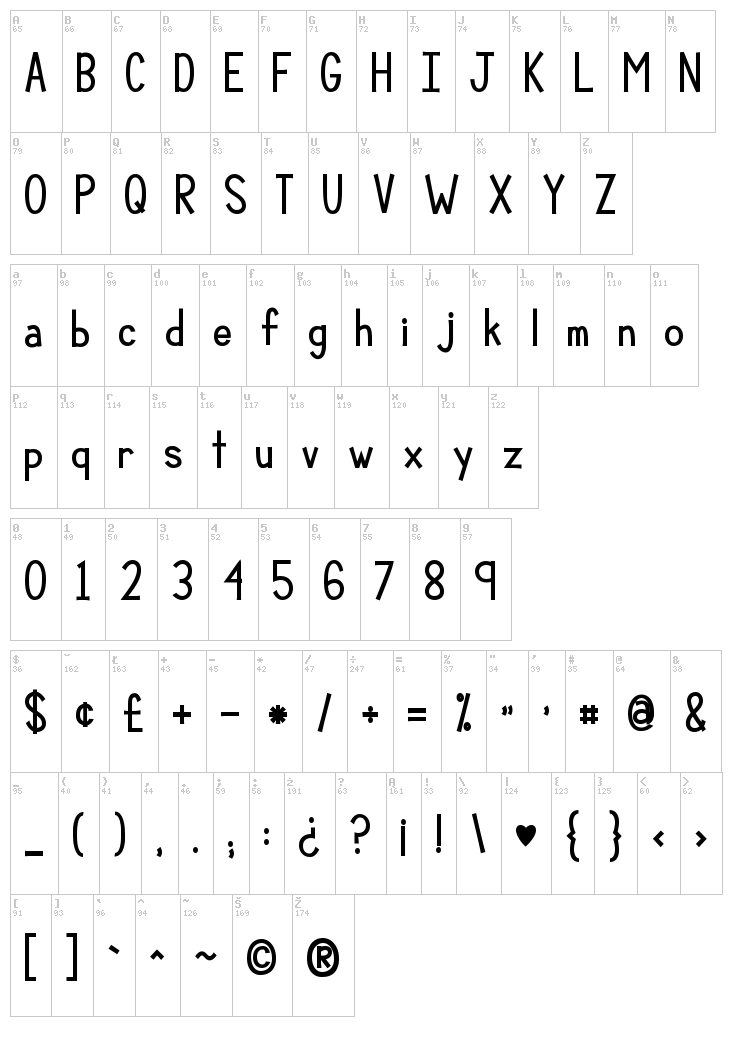 KG Compassion font map