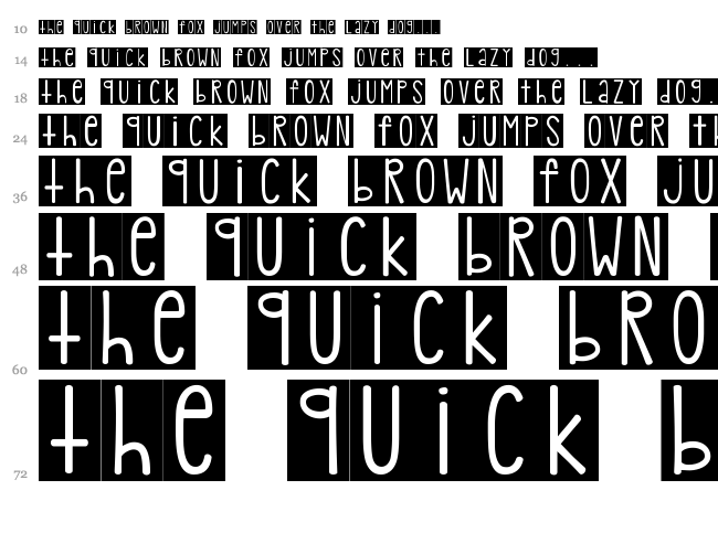 KG PDX Blocks font waterfall