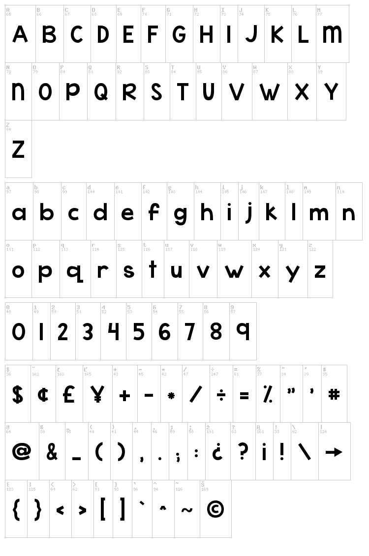 KG What the Teacher Wants font map
