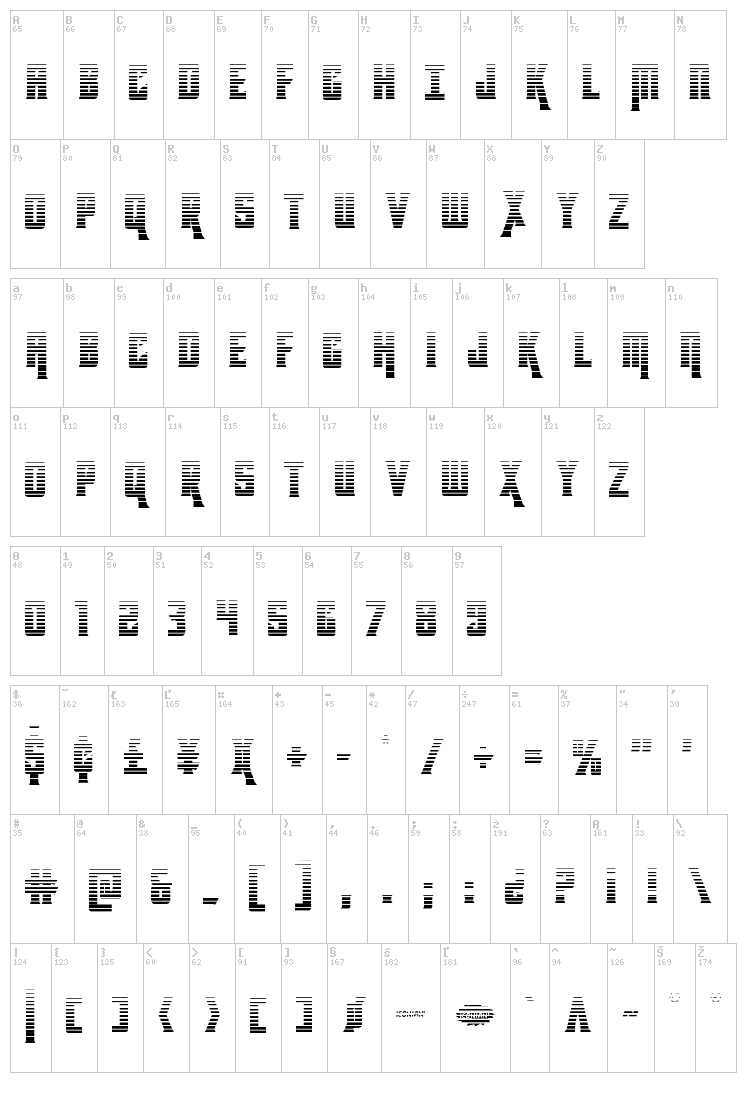 Kondor font map