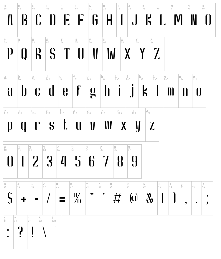 Kong font map