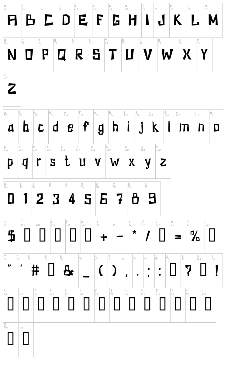 KZ Kirpich font map