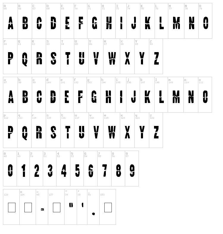 Land Speed Record font map
