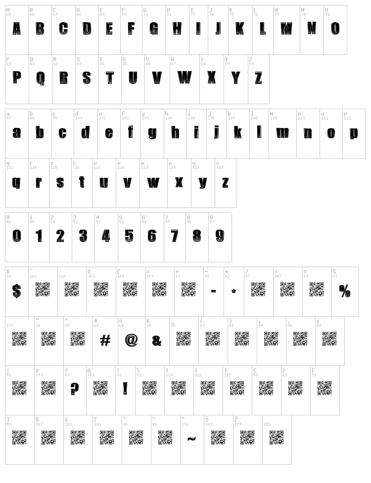 Late Noise font map