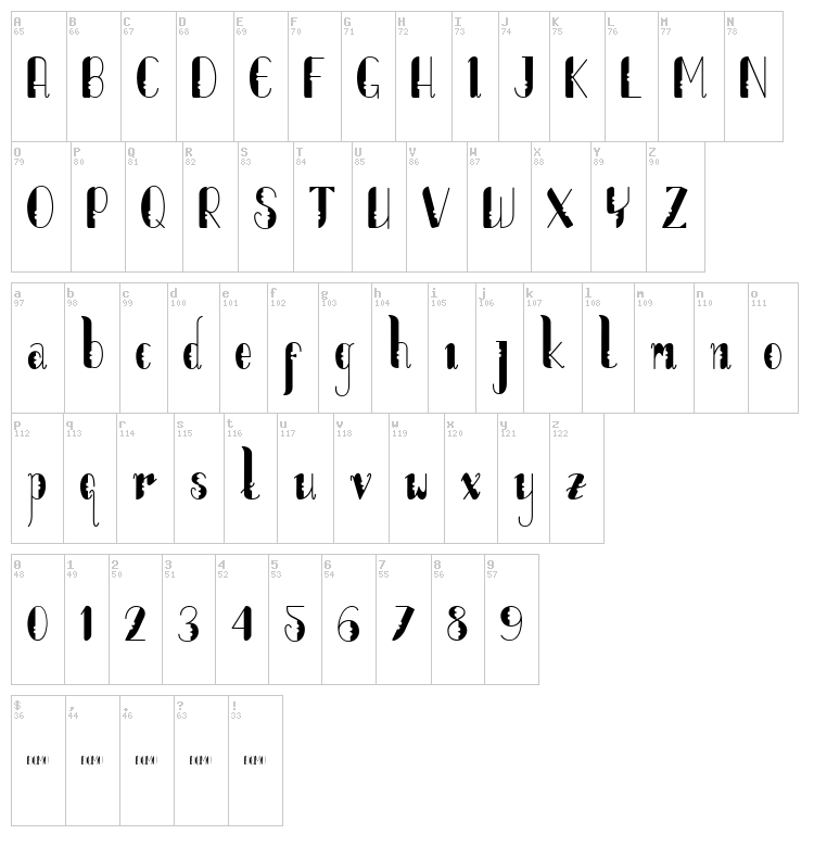 Lumber jack font map