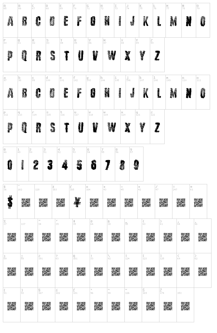 Major Stripe font map