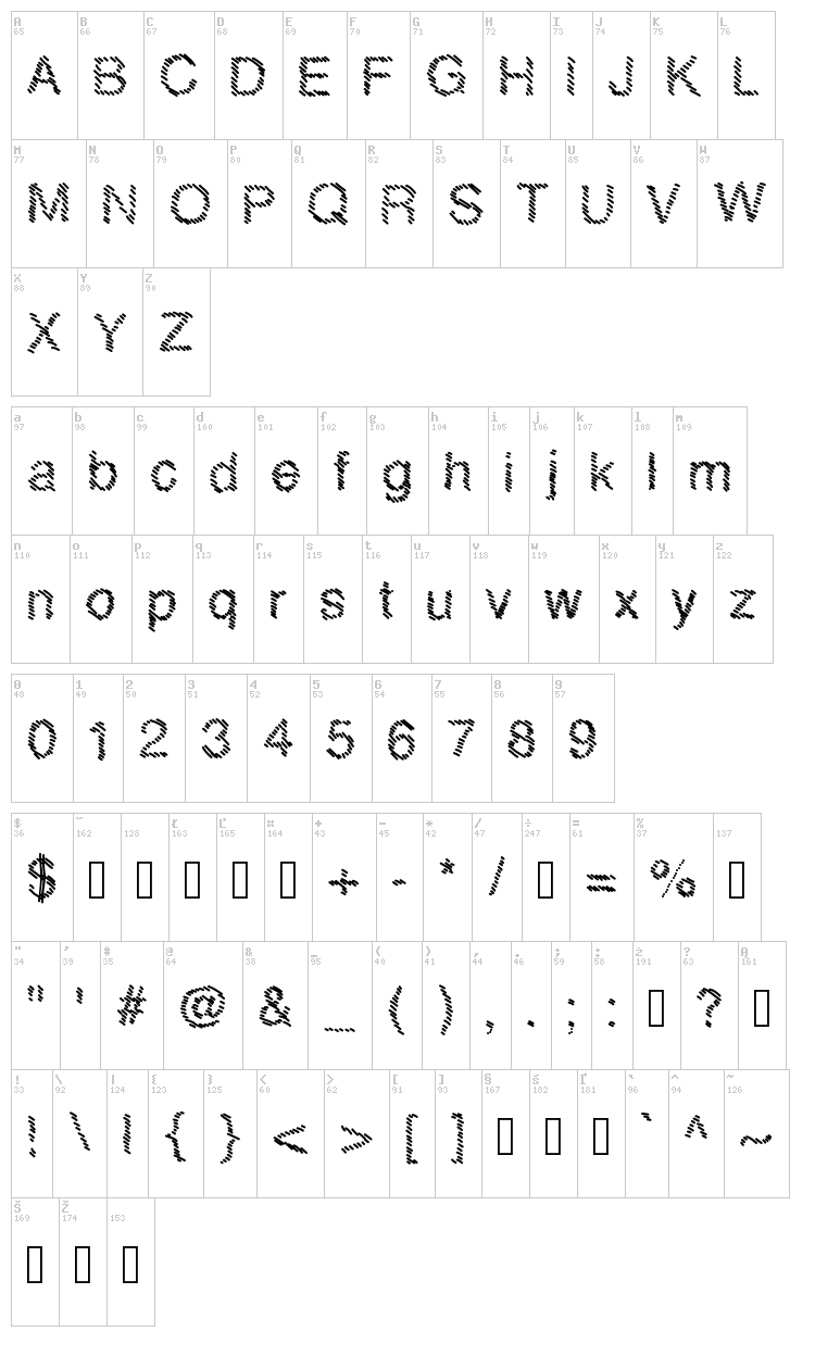 MB Hatch font map