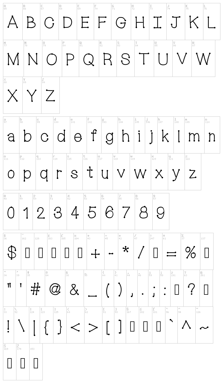 Mix Connect Dots font map