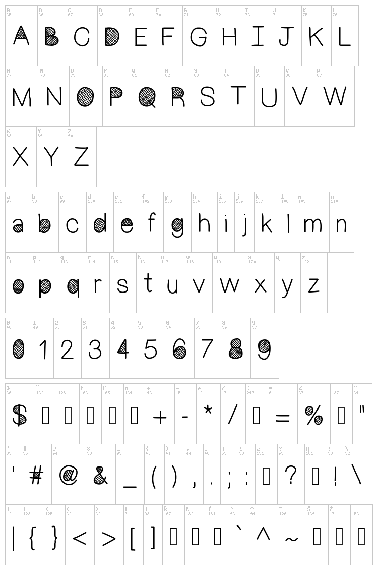 Mix Crosshatch font map