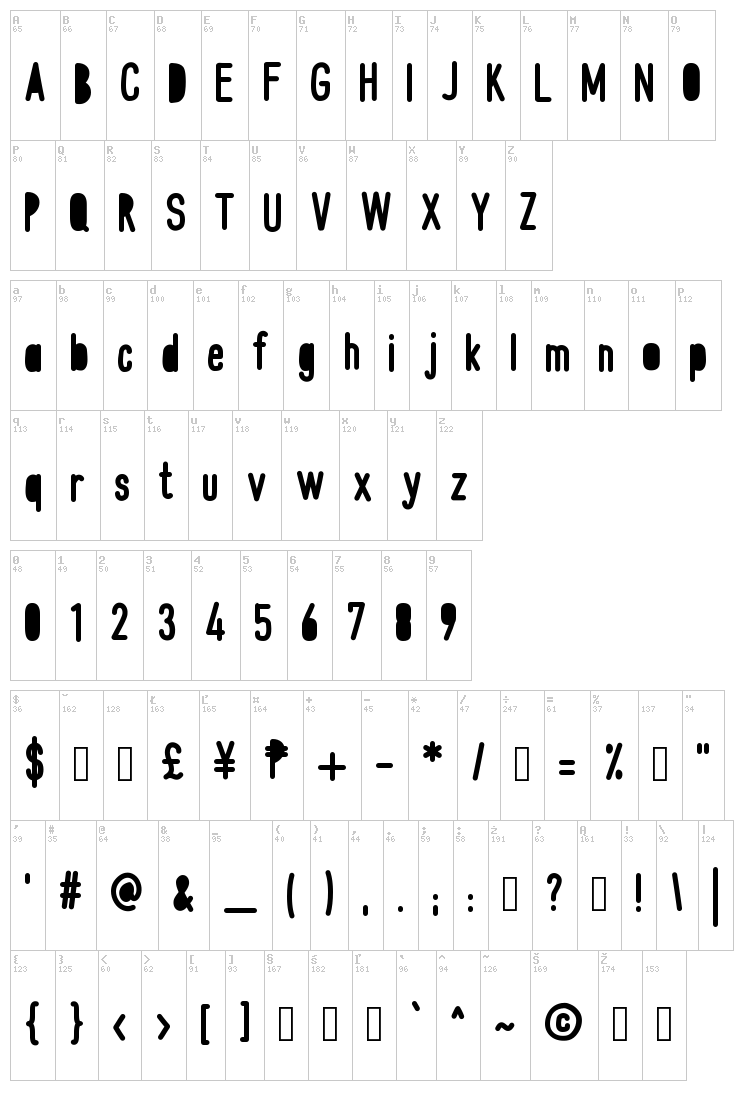 Mix Jib font map
