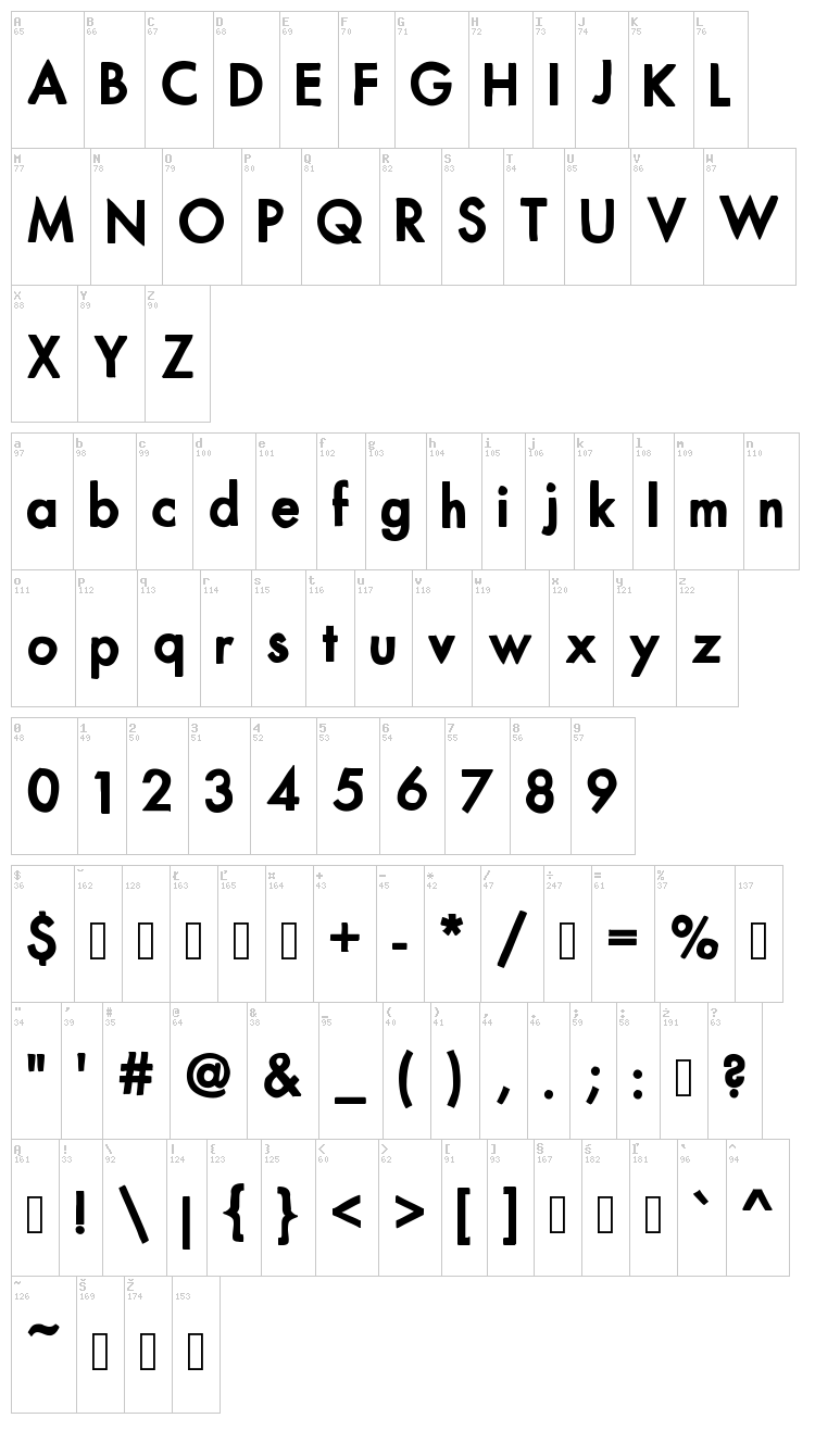 Mix Modern font map