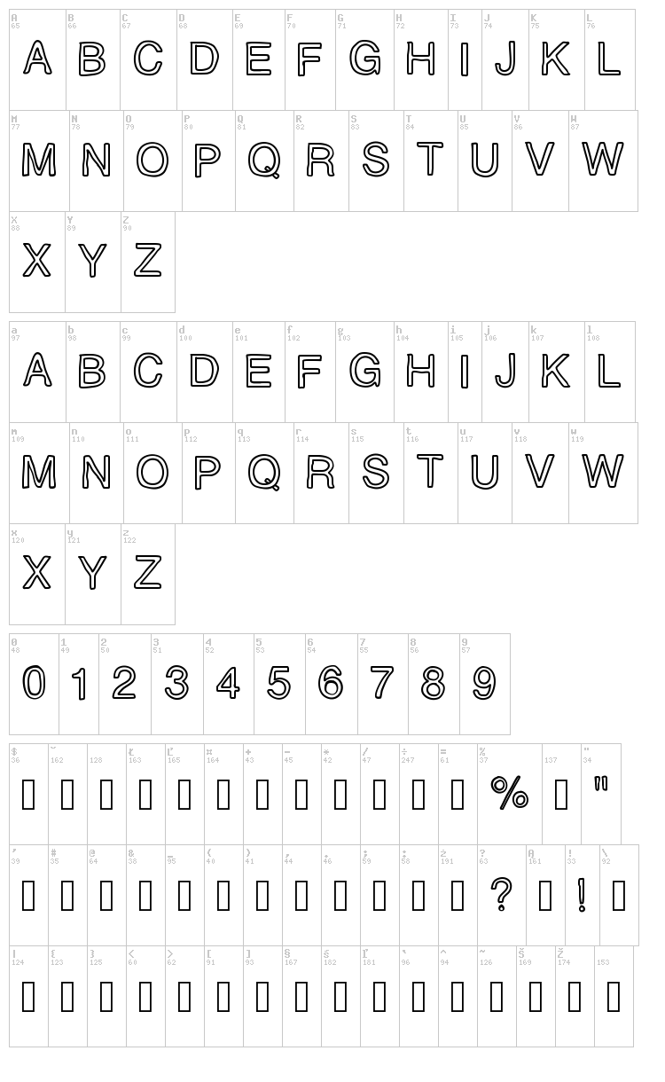 MJ Letter font map