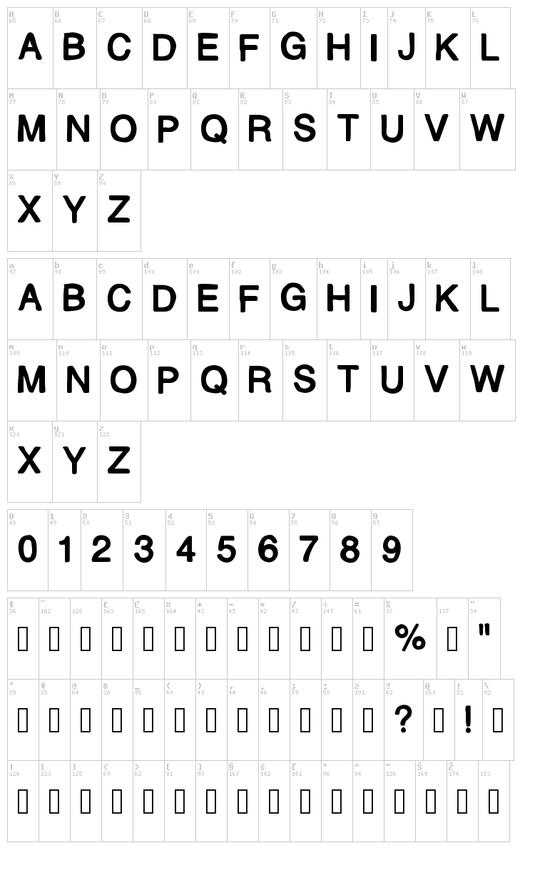 MJ Letter font map