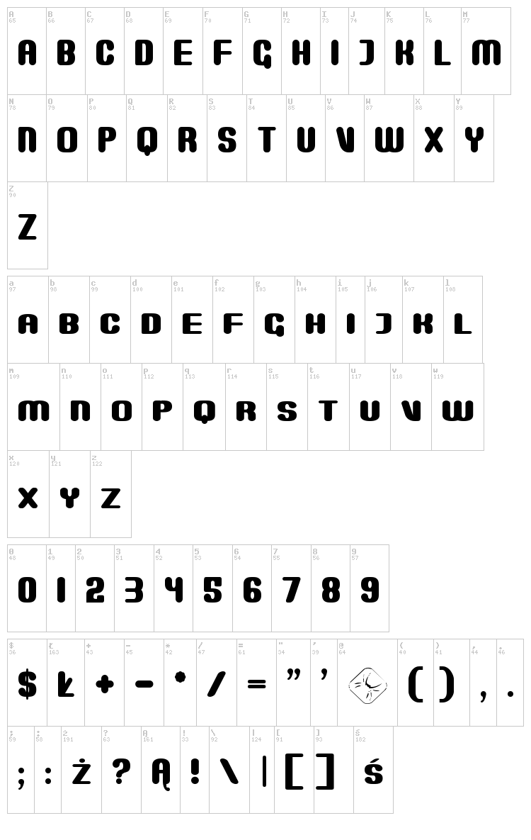 Monster font map