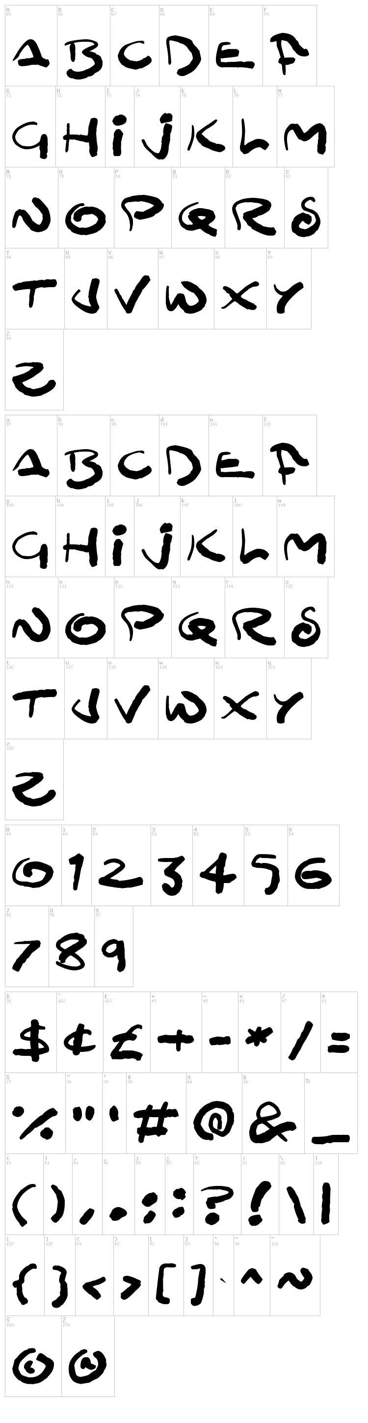 MooMoo font map