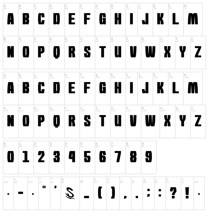 Morning Karashi font map