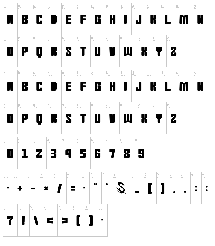 Morning Wasabi font map