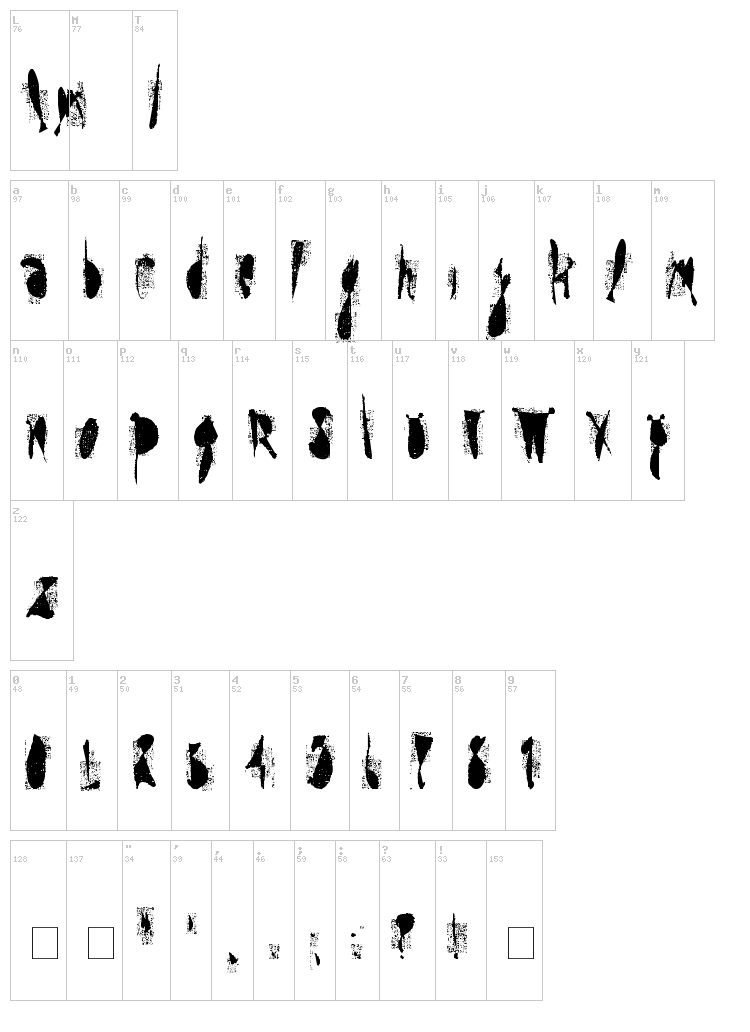 Moskito Screen font map